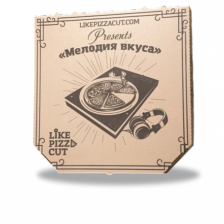 Коробка для пиццы "ракушка" из бурого микрогофрокартона
