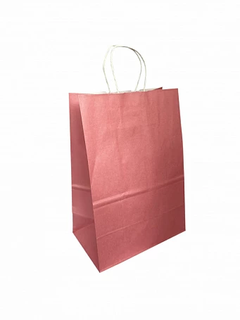 Крафт-пакет с ручками 220*130*320мм с логотипом заказчика Розовый